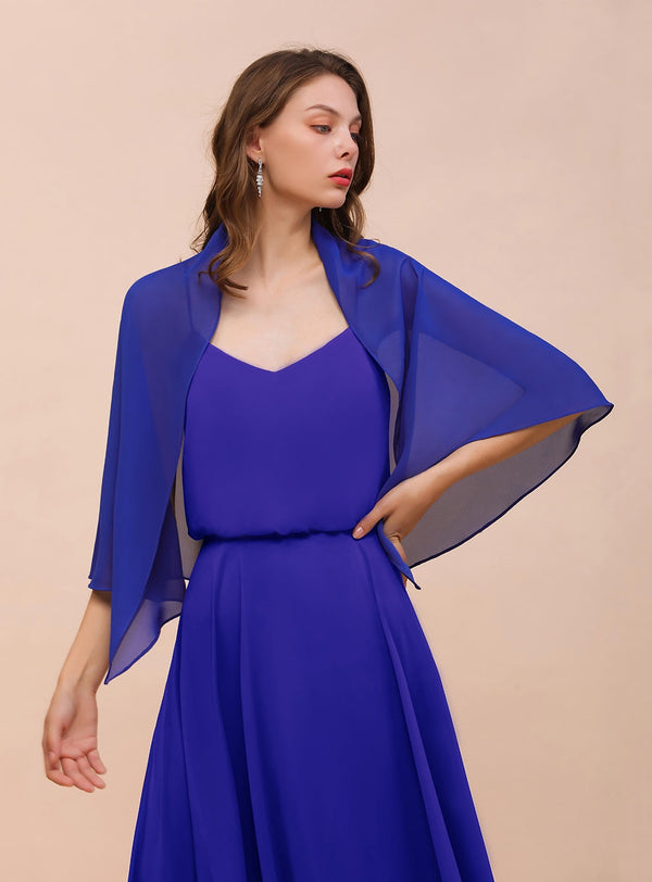 Royal Blue Chiffon Special Occasions Wraps-koscy