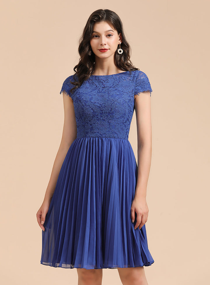 Short Sleeves Lace Junior Knee-Length Dress-koscy