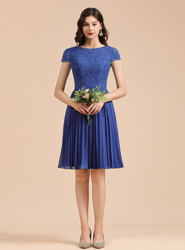 Short Sleeves Lace Junior Knee-Length Dress-koscy