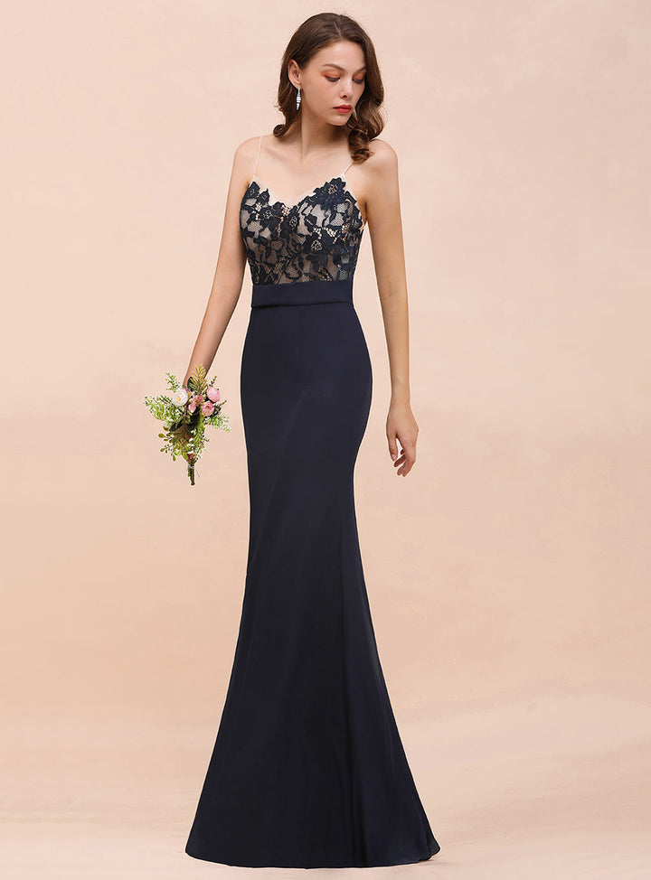 Spaghetti Straps Mermaid Chiffon Floor-Length Dress-koscy