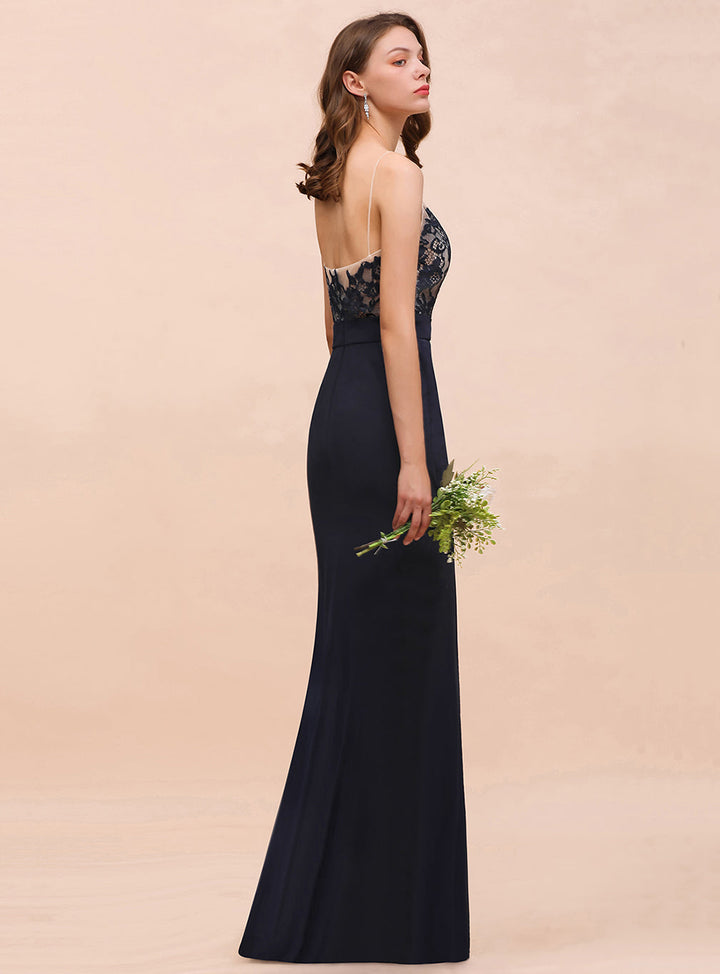 Spaghetti Straps Mermaid Chiffon Floor-Length Dress-koscy