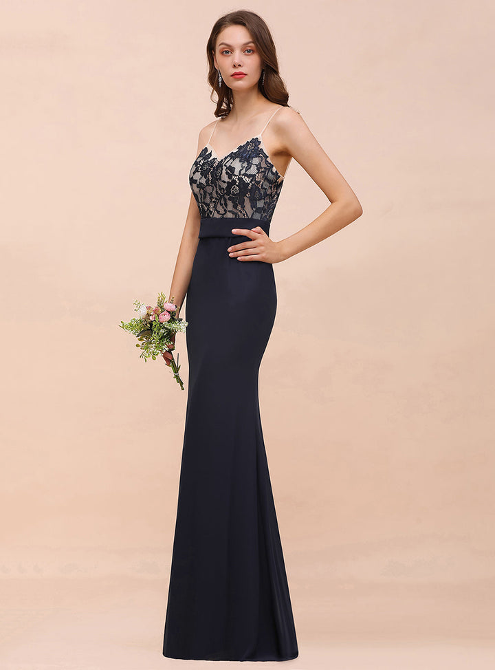 Spaghetti Straps Mermaid Chiffon Floor-Length Dress-koscy