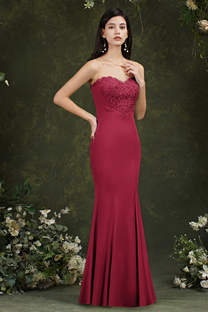 Sweetheart Floral Lace Tulle Mermaid Long Prom dress-misshow.com