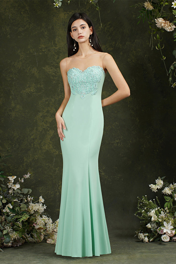 Sweetheart Floral Lace Tulle Mermaid Long Prom dress-misshow.com