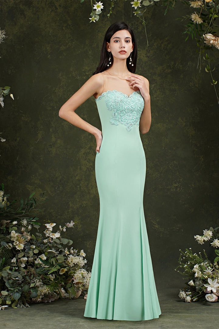 Sweetheart Floral Lace Tulle Mermaid Long Prom dress-misshow.com