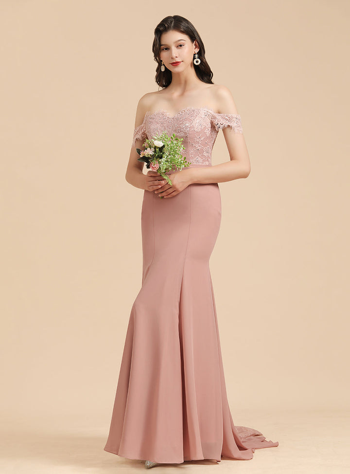 Sweetheart Off-The-Shoulder Sleeveless Mermaid Dress-koscy