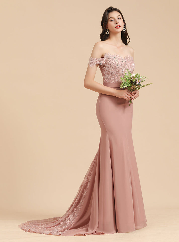 Sweetheart Off-The-Shoulder Sleeveless Mermaid Dress-koscy