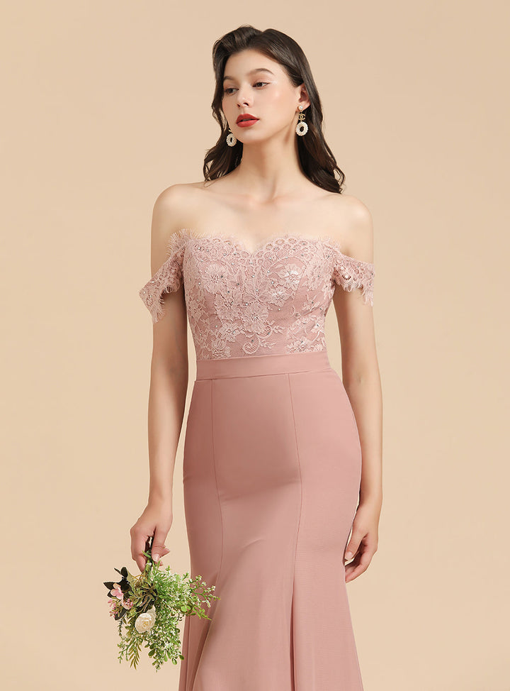 Sweetheart Off-The-Shoulder Sleeveless Mermaid Dress-koscy