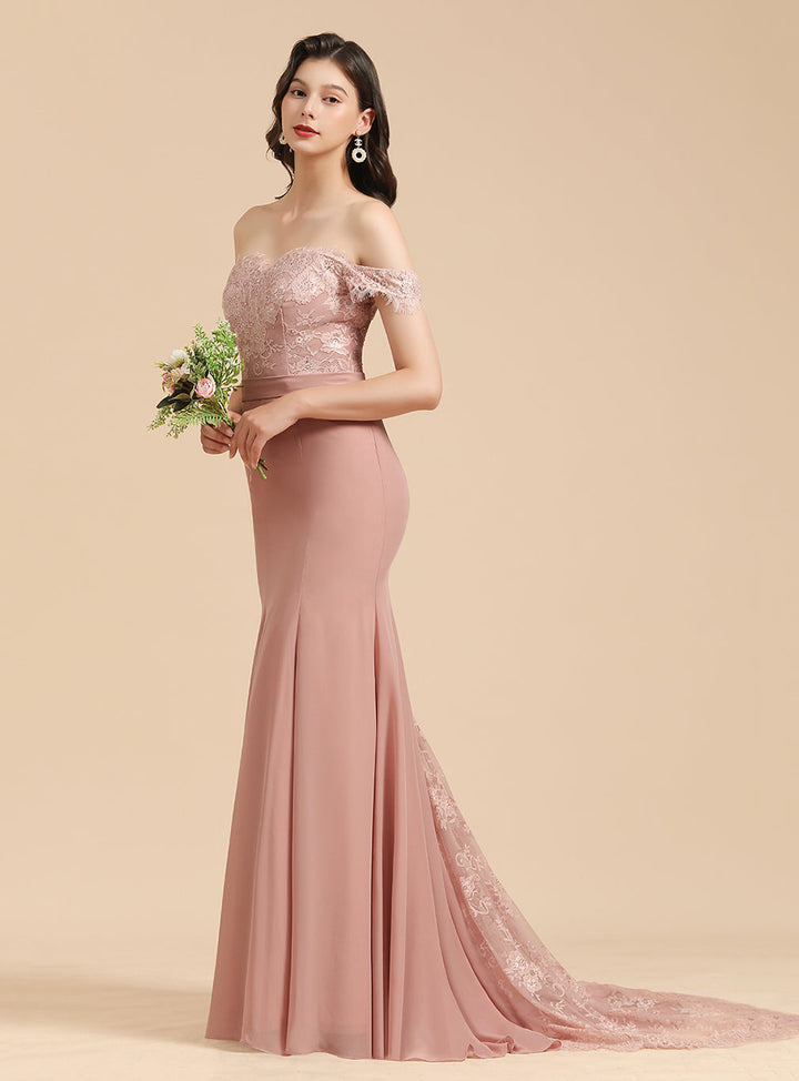 Sweetheart Off-The-Shoulder Sleeveless Mermaid Dress-koscy