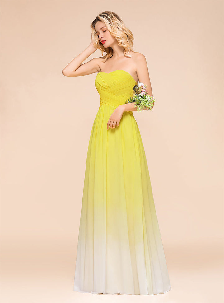 Sweetheart Strapless Ruffle Floor-Length Dress-koscy