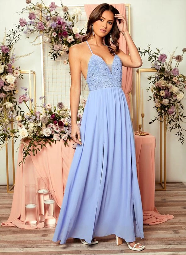 Chiffon Bridesmaid Dress With Lace