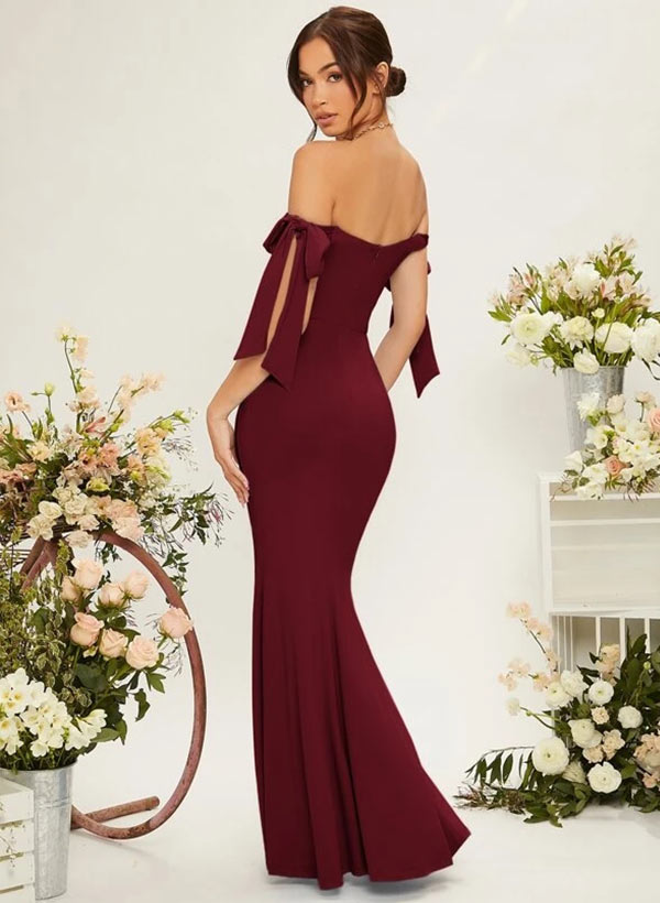 Off-the-Shoulder Trumpet/Mermaid Floor-Length Chiffon Bridesmaid Dress