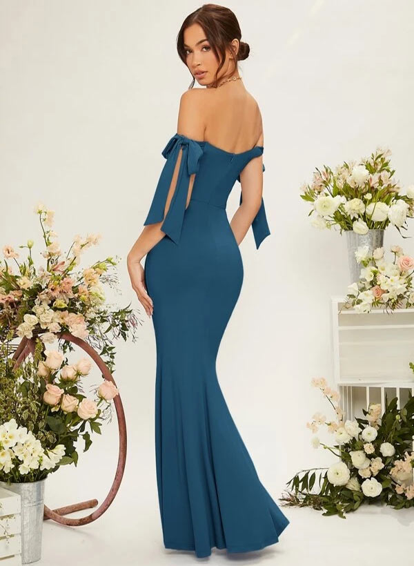 Off-the-Shoulder Trumpet/Mermaid Floor-Length Chiffon Bridesmaid Dress