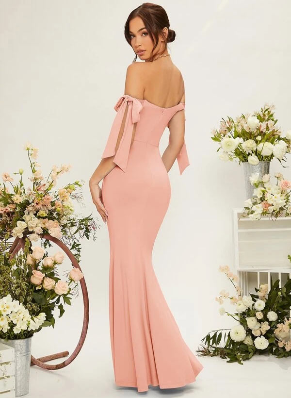 Off-the-Shoulder Trumpet/Mermaid Floor-Length Chiffon Bridesmaid Dress