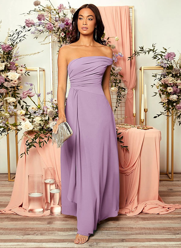 One-Shoulder A-Line Chiffon Prom Dress with Cascading Ruffles and Floor-Length Hem.