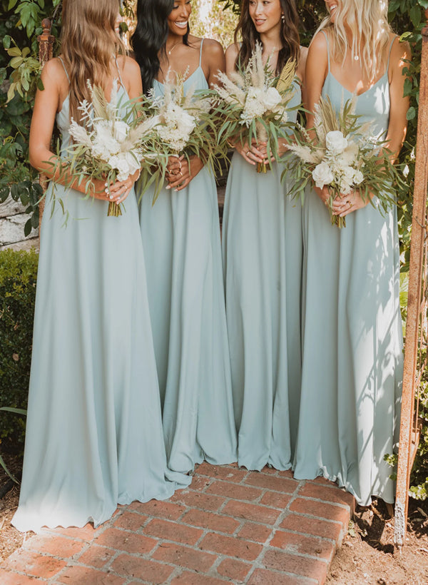 Sleeveless Chiffon Floor-Length Bridesmaid Dress