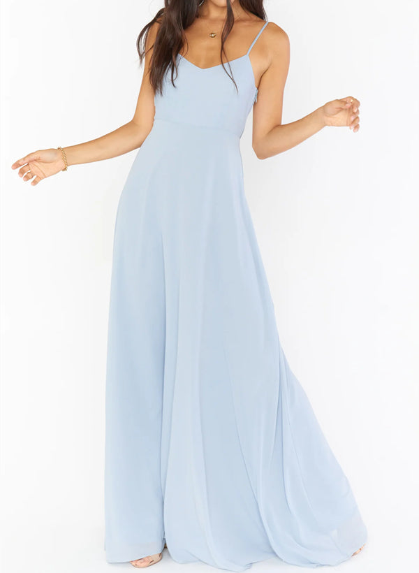 Sleeveless Chiffon Floor-Length Bridesmaid Dress