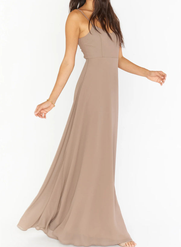 Sleeveless Chiffon Floor-Length Bridesmaid Dress