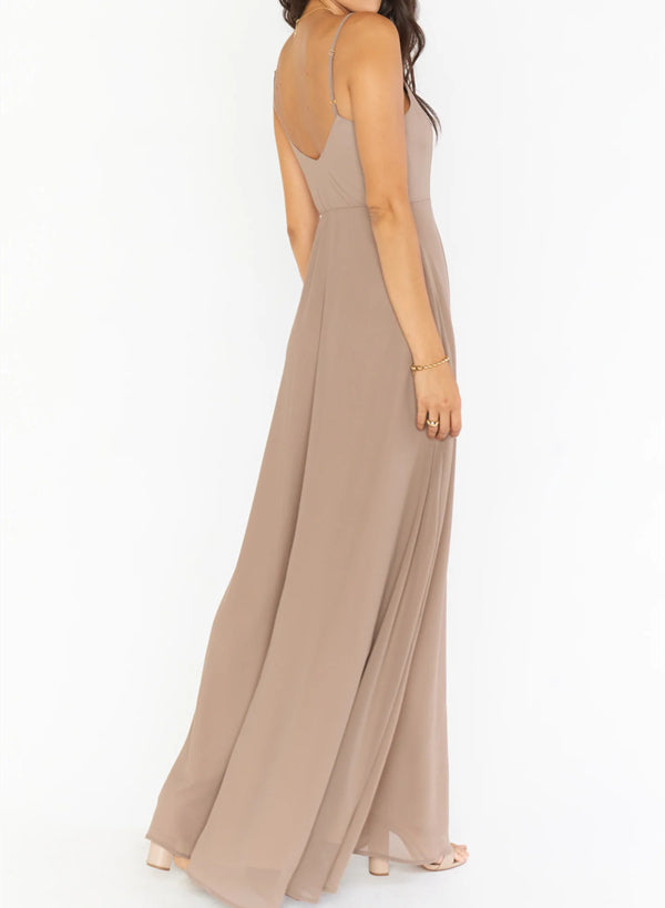 Sleeveless Chiffon Floor-Length Bridesmaid Dress