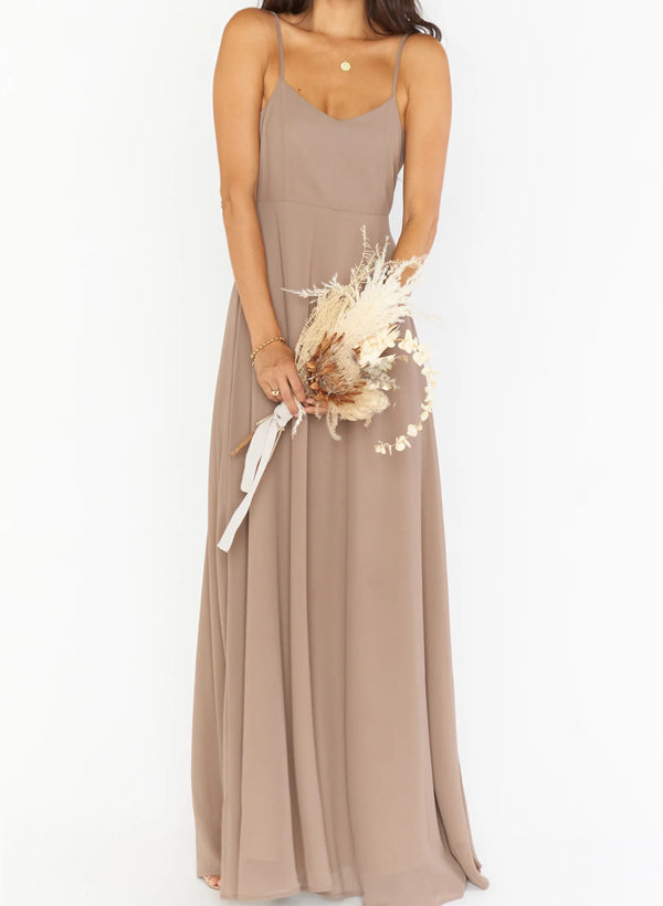 Sleeveless Chiffon Floor-Length Bridesmaid Dress