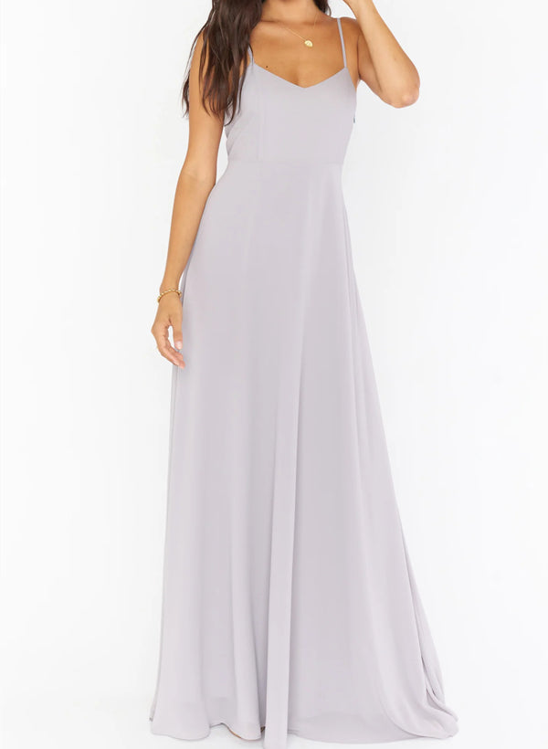 Sleeveless Chiffon Floor-Length Bridesmaid Dress