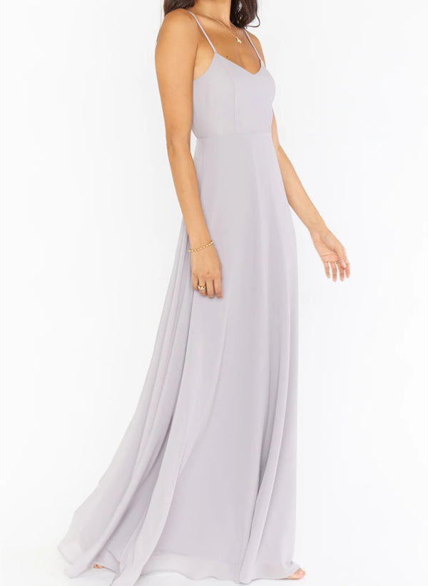 Sleeveless Chiffon Floor-Length Bridesmaid Dress