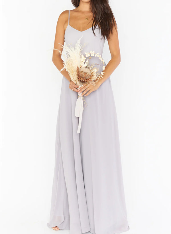 Sleeveless Chiffon Floor-Length Bridesmaid Dress