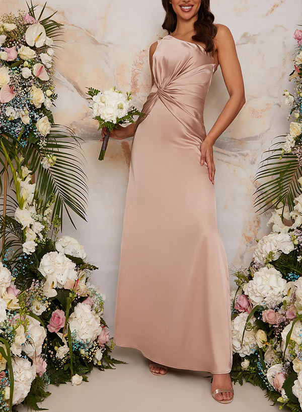 One-Shoulder Floor-Length Satin Bridesmaid Dress