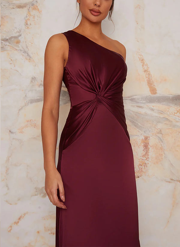 One-Shoulder Floor-Length Satin Bridesmaid Dress