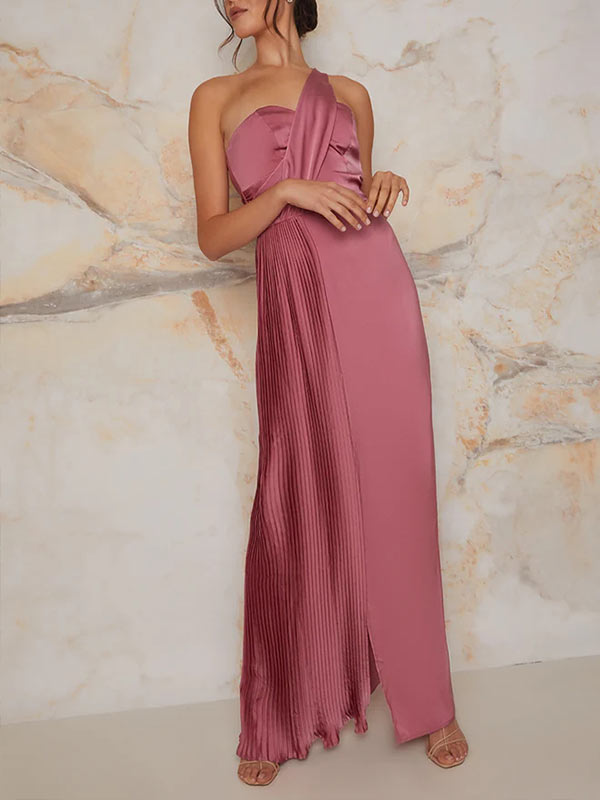 Floor-Length Satin Bridesmaid Dress