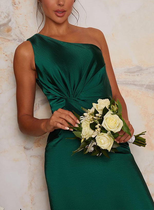 One-Shoulder Floor-Length Satin Bridesmaid Dress