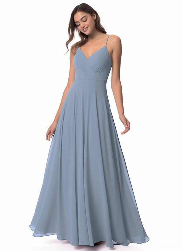 A-Line Chiffon Bridesmaid Dress With V-neck