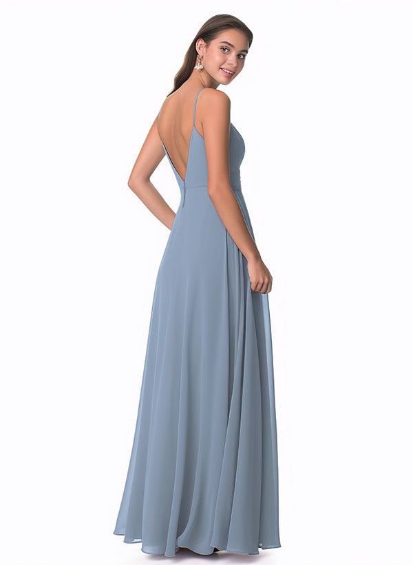 A-Line Chiffon Bridesmaid Dress With V-neck