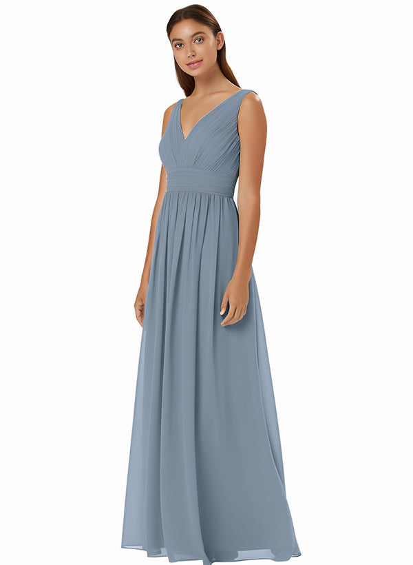 A-Line Chiffon Bridesmaid Dress With V-neck