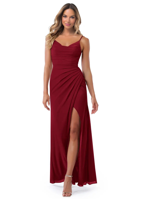 Sheath/Column Bridesmaid Dresses With Chiffon Cowl Neck