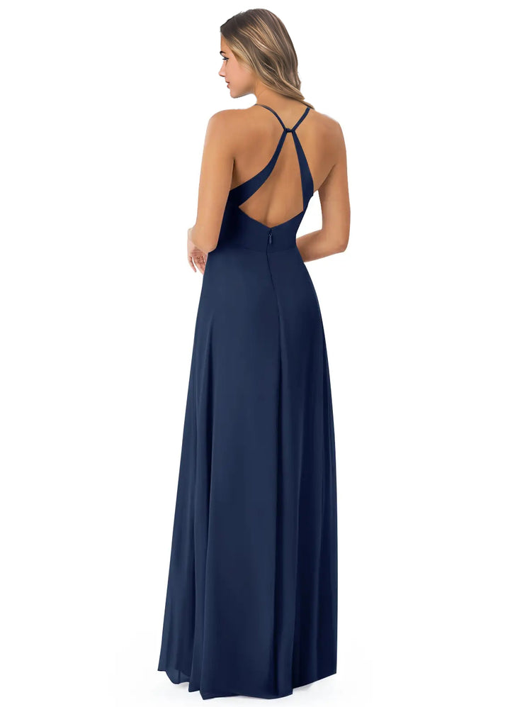 Chiffon Bridesmaid Dresses With Open Back and Front Split