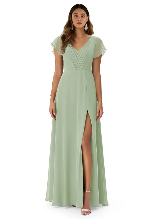 Chiffon Bridesmaid Dresses with V-neck