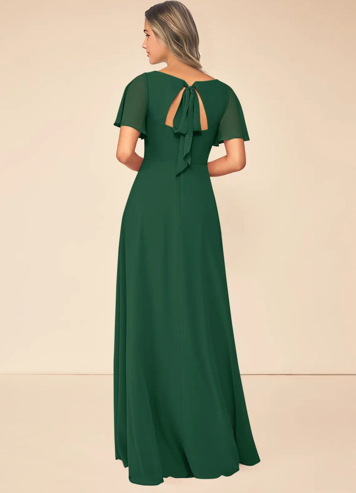 A-Line Bridesmaid Dress With Split Front and Back Hole