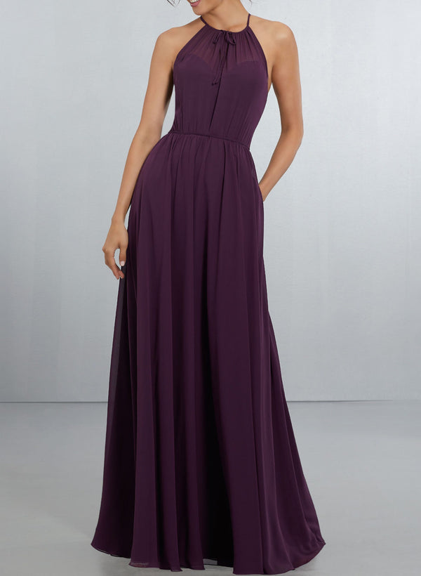 Chiffon Purple A-Line Bridesmaid Dresses