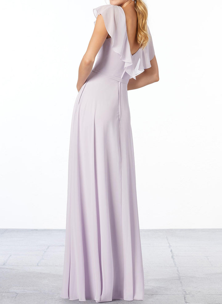 Chiffon A-Line Bridesmaid Dresses with Cascading Ruffles