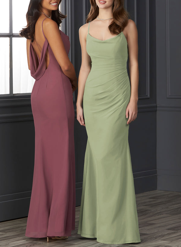 Trumpet/Mermaid Chiffon Bridesmaid Dresses with Cowl Back