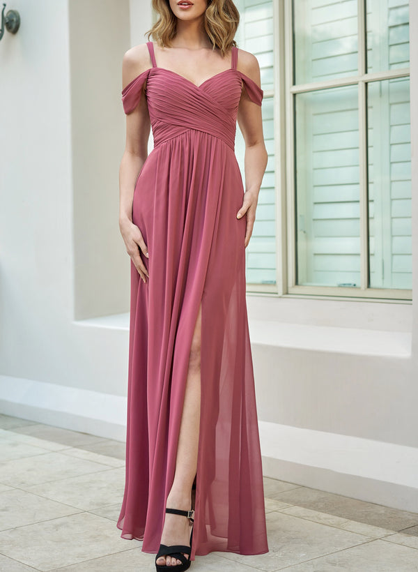 Ruffle Cold Shoulder A-Line Bridesmaid Dresses