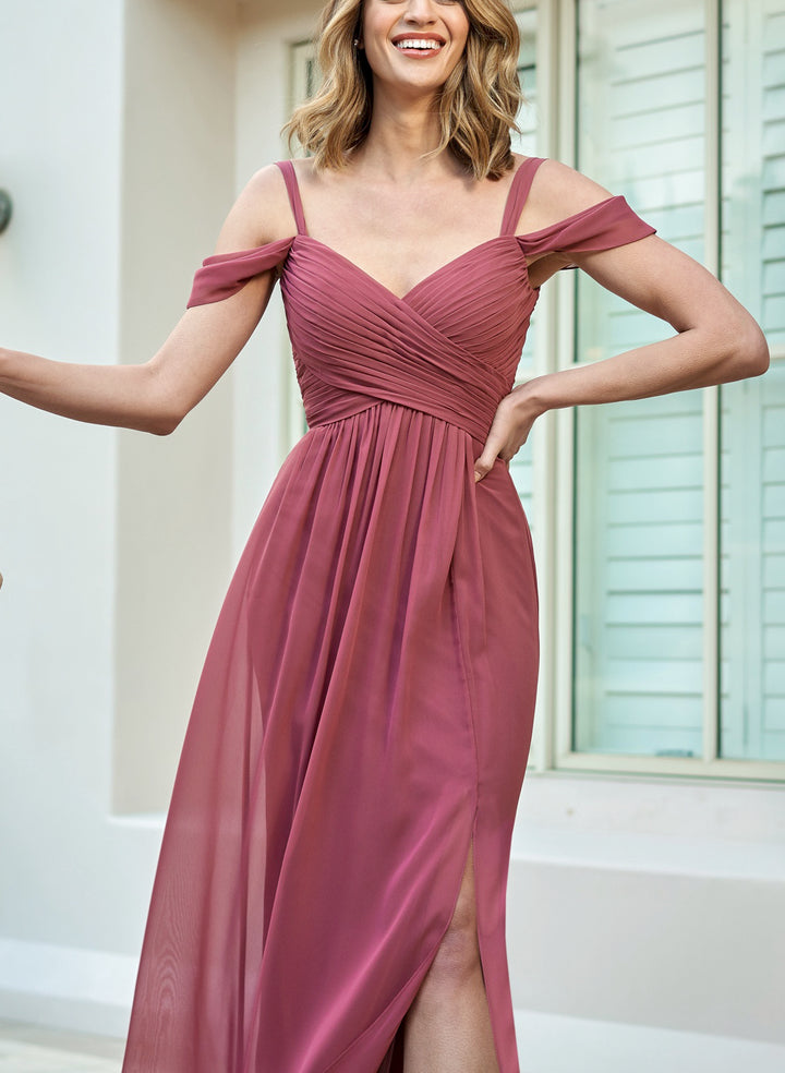 Ruffle Cold Shoulder A-Line Bridesmaid Dresses