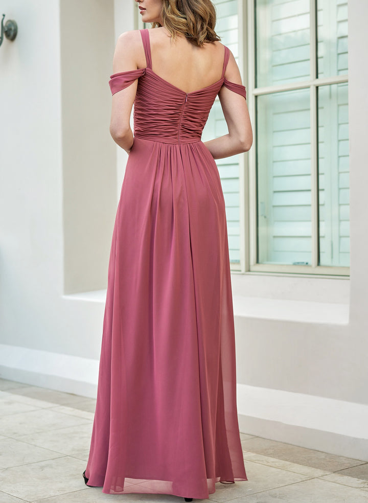 Ruffle Cold Shoulder A-Line Bridesmaid Dresses