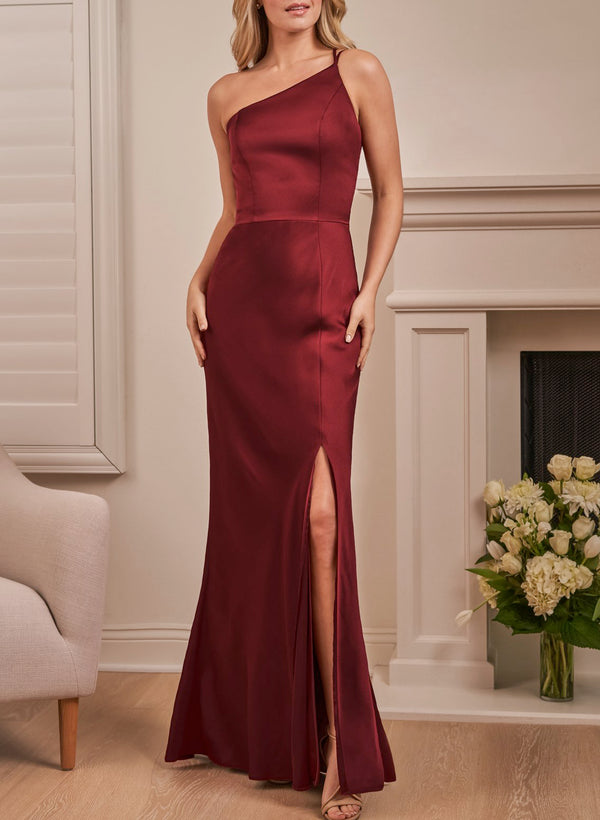 One-Shoulder Trumpet/Mermaid Satin Bridesmaid Dresses