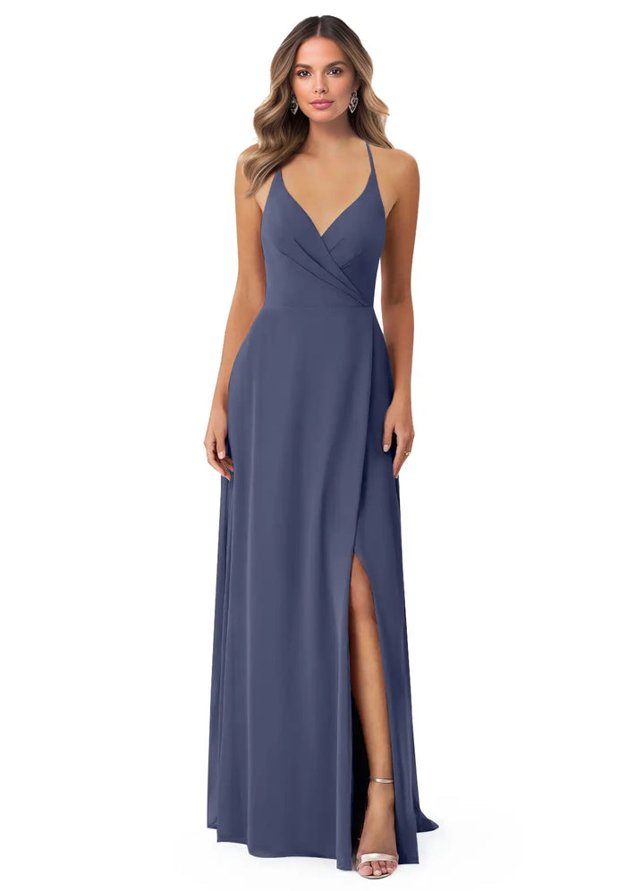 Chiffon Bridesmaid Dresses With Open Back and Front Split