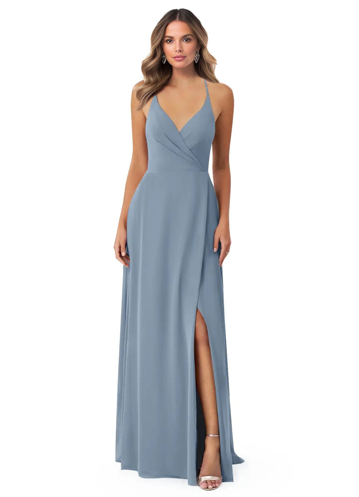 Chiffon Bridesmaid Dresses With Open Back and Front Split