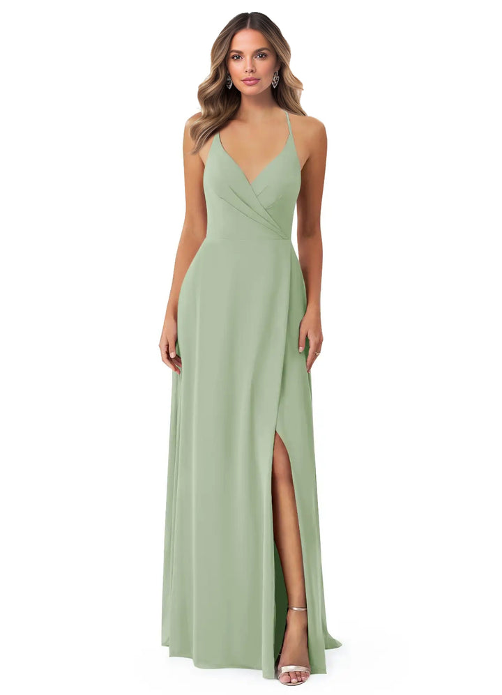 Chiffon Bridesmaid Dresses With Open Back and Front Split