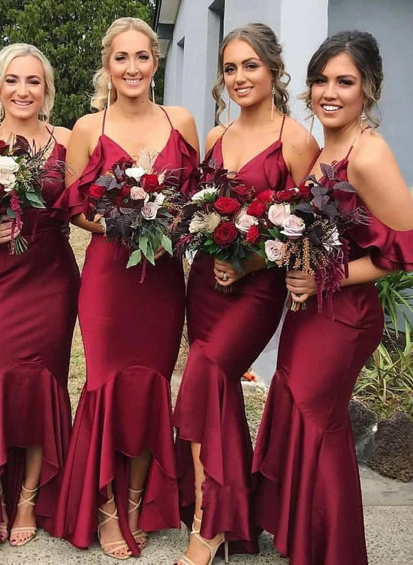 Mermaid Off-The-Shoulder Bridesmaid Dresses Made of Satin