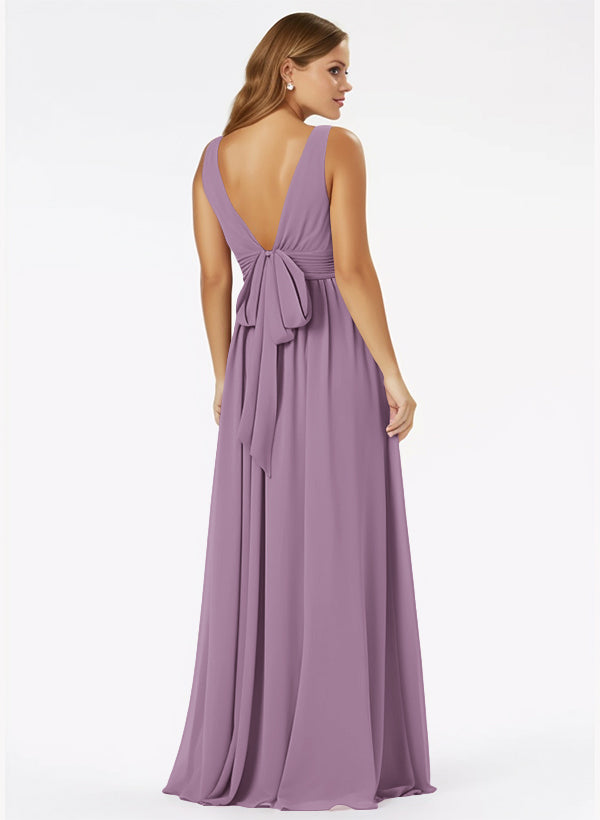 A-Line Bridesmaid Dresses With Ruffle and V-Neck